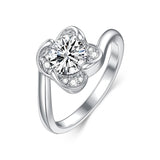 Sterling Silver Personalized Engraved Moissanite Engagement Wedding Anniversary Ring