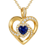 14K Gold Plated Love Heart Birthstone Necklace for Women