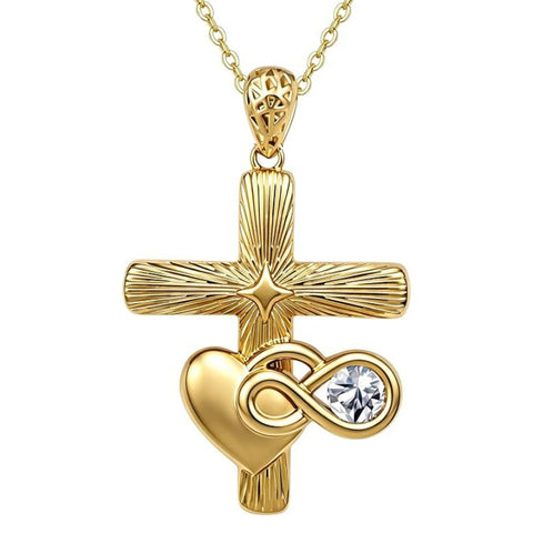 14K Gold Plated Cubic Zirconia Infinity Heart Pendant Necklace for Women