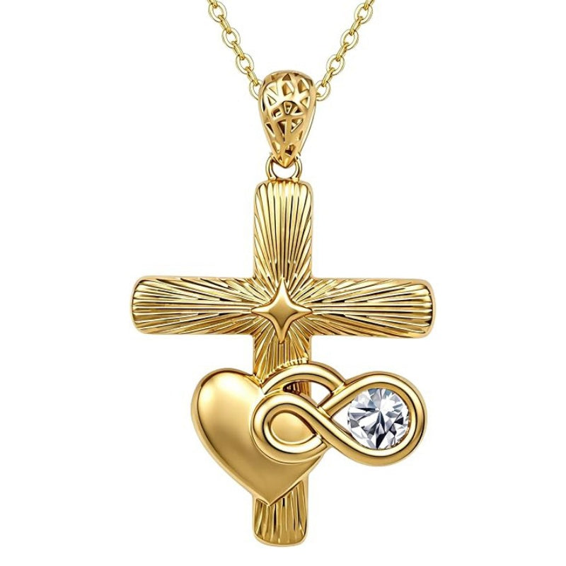 14K Gold Plated Cubic Zirconia Infinity Heart Pendant Necklace for Women