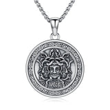 Sterling Silver Medusa Triple Moon Goddess Athena Pendant Necklace for Women