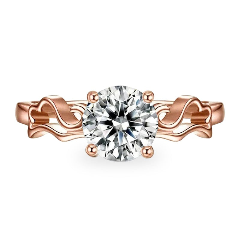 Sterling Silver 10K 14K 18K Gold Personalized Engraved 1-3 Carat Round Moissanite   Anniversary  Engagement Ring