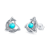 Celtic Moon Stud Earrings 925 Sterling Silver Crescent Earrings Celtic Knot Triangle Vintage Stud Earrings for Women