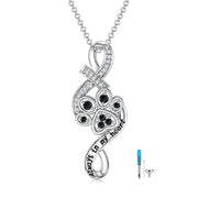 Urn Necklace For Ashes Sterling Silver Paw Print Urn Cremation Necklace Heart For Women Memorial Jewelry