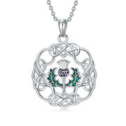 Sterling Silver Scottish Thistle Pendant Necklace