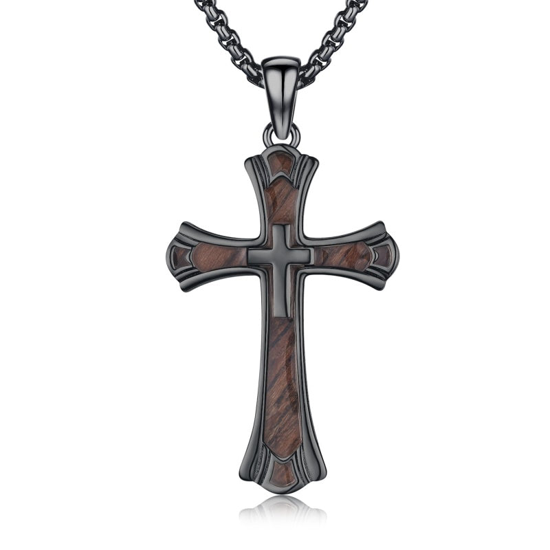 14K Gold Plated Cross Pendant Necklace Protection Jewelry Religious Gift