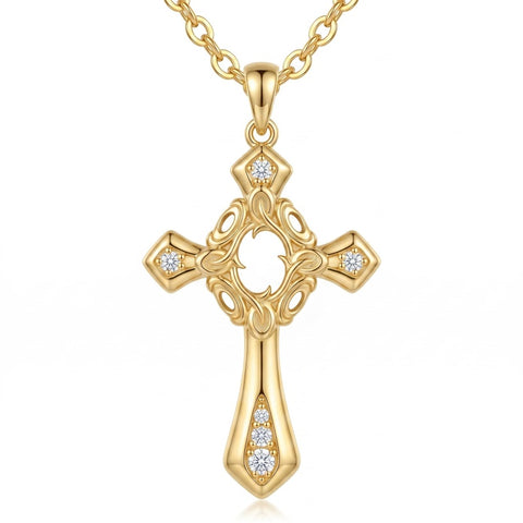 10K 14K 18K Gold Cross Pendant Necklace Religious Jewelry Gifts for Men and Women