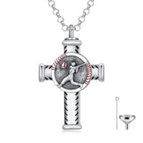 Sports Urn Necklace  for Women Men Sport Lover Sports Cremation Football Basketball Baseball Cross Pendant Jewelry