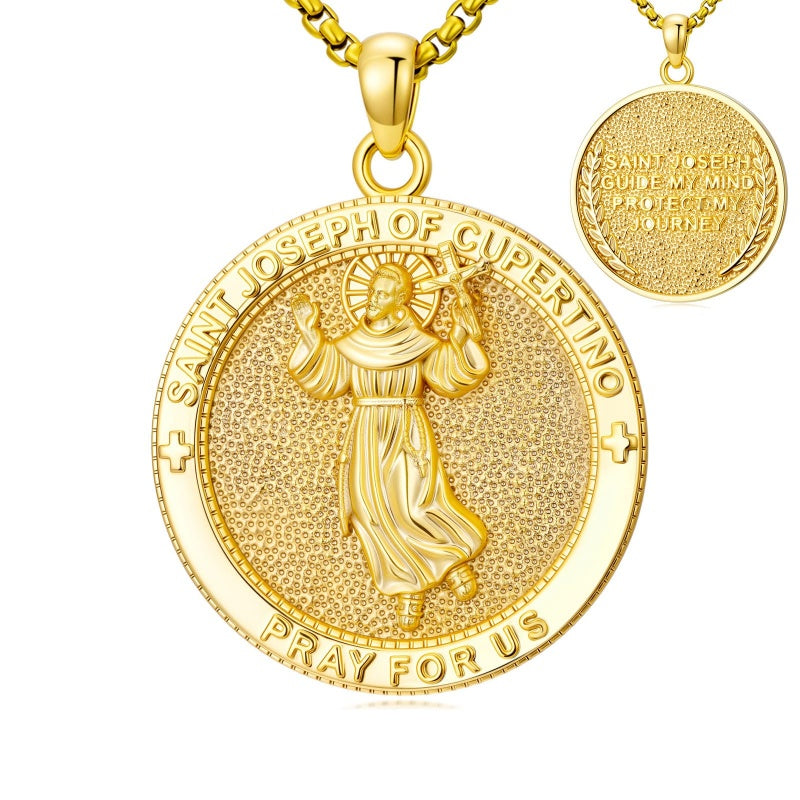 Patron Saint Medal Gold Plated Catholic Pendant Christian Religious Necklace Amulet Jewelry