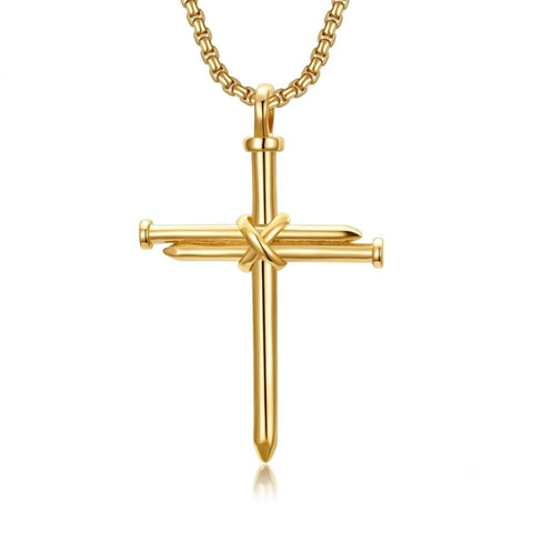 14K Gold Plated Cross Pendant Necklace for Men Religious Jewelry Christian Gift