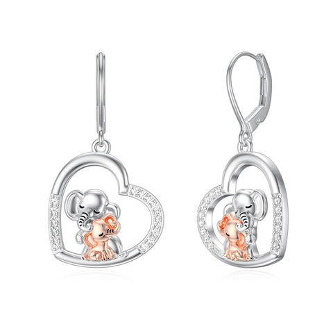 Sterling Silver Tiger Red Panda Elephant  Red Cardinal Dangle Earrings