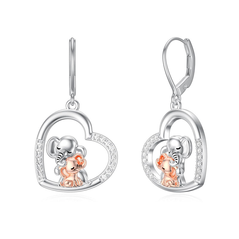 Sterling Silver Tiger Red Panda Elephant  Red Cardinal Dangle Earrings