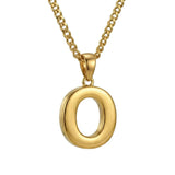 Initial Pendant Necklace 14K Gold Plated with Cuban Chain