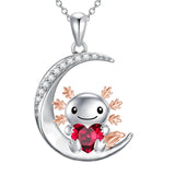 Sterling Silver 12 Birthstones Axolotl  Pendant Necklace