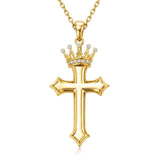 14K Gold Plated Cross Pendant Necklace for Women Religious Jewelry