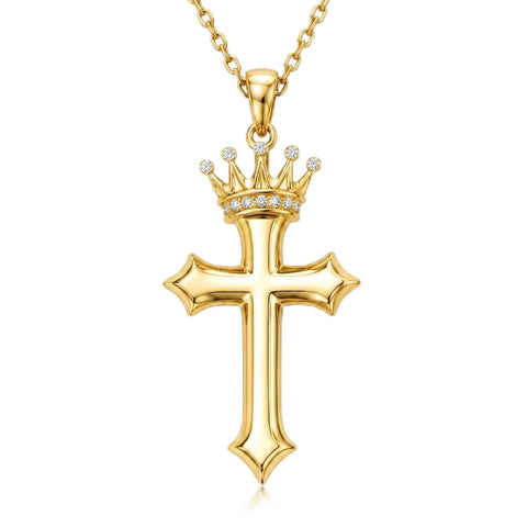 14K Gold Plated Cross Pendant Necklace for Women Religious Jewelry