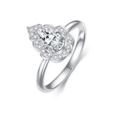 Sterling Silver Personalized Engraved Moissanite Engagement Wedding Anniversary Ring