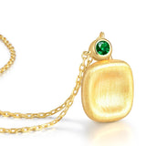 14K Gold Plated Lab-Grown Emerald Pendant Necklaces for Women