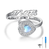 Sterling Silver Urn Ring for Ashes Mom Dad Ash Memorial Keepsake Cremation Jewelry Rings Gifts for Women