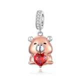 Sterling Silver Lion Red Panda Fox Bear Capybara Charm Beads Christmas Birthday Gift