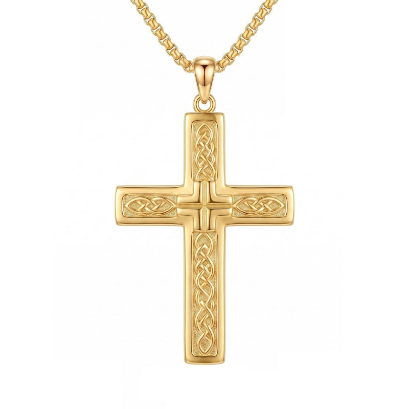 10K 14K 18K Gold Cross Pendant Necklace Religious Jewelry Gifts for Men and Women