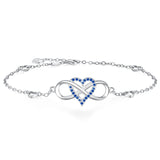 Sterling Silver Cubic Zirconia Infinity Heart Single Layer Anklet