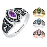 Sterling Silver Personalized Birthstone  Engraved Graduation Ring for Class of 2026