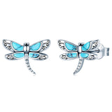 Sterling Silver Turquoise Dragonfly Stud Earrings