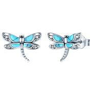 Sterling Silver Turquoise Dragonfly Stud Earrings