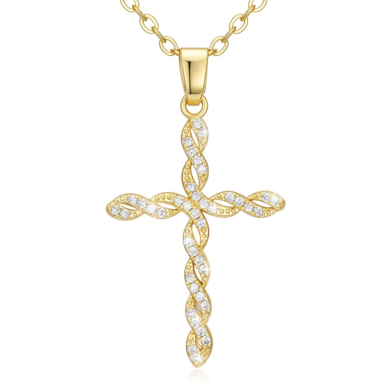 14K Gold Plated Cross Infinity  Pendant Necklace  for Women