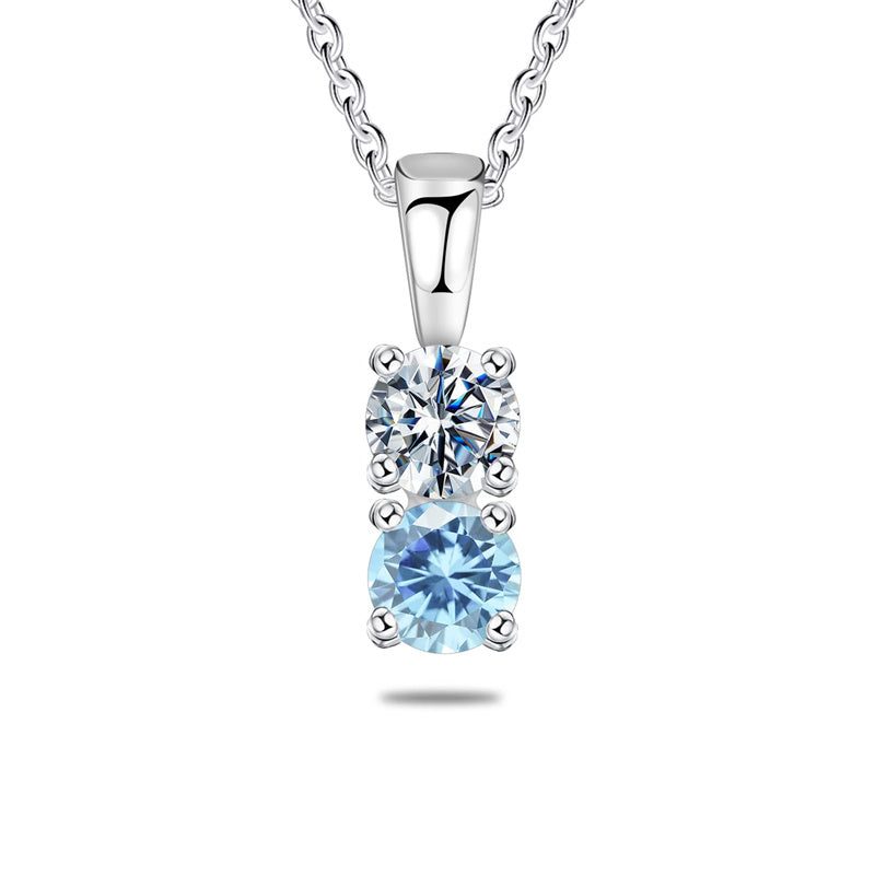 Copper Sterling Silver Personalized Simulated 1-6 Birthstones Family Pendant Necklace