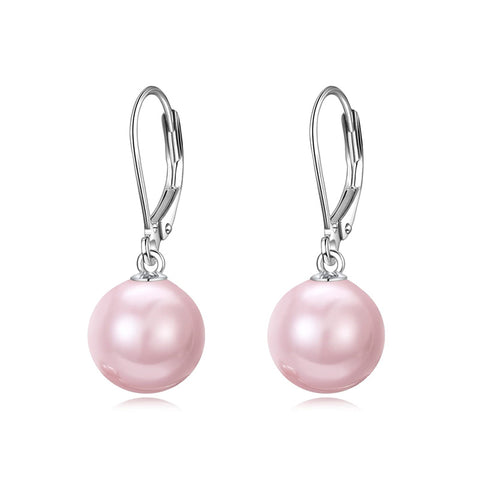 Sterling Silver Pearl Leverback Earrings