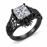 Sterling Silver 10K 14K 18K Gold Moissanite Gothic Black  Engagement Wedding Ring  for Women