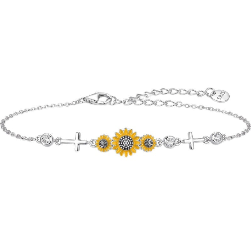 Sterling Silver Dragonfly Butterfly Cardinal Hummingbird Jesus Fish Lotus Daisy Sunflower Rose Faith Cross Bracelet