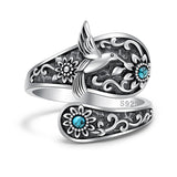 Sterling Silver Oxidized Dragonfly Butterfly Hummingbird Sea Turtle Anchor Cross Tree of Life Sunflower Spoon Ring