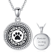 Sterling Silver Cubic Zirconia Personalized Photo Dog Paw Pendant Necklace