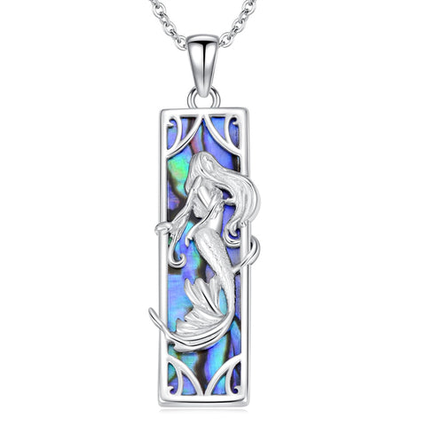 Sterling Silver Abalone Shell Mermaid Pendant Necklace
