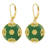 14K Gold Plated Natural Jade  Earrings for Women Good Fortune Jewelry Birthday Mother's Day Gifts