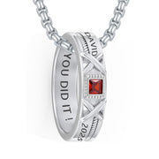 Sterling Silver 10K Gold 14K Gold 18K Gold Personalized Birthstones 2025 Class Pendant Necklace for Men