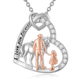 Sterling Silver Father Daughter Western Cowgirl Pendant Necklace