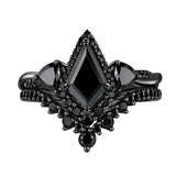 Sterling Silver 10K  14K  18K Gold 1CT-4CT Black Onyx Engagement Ring Gothic Wedding Promise Ring