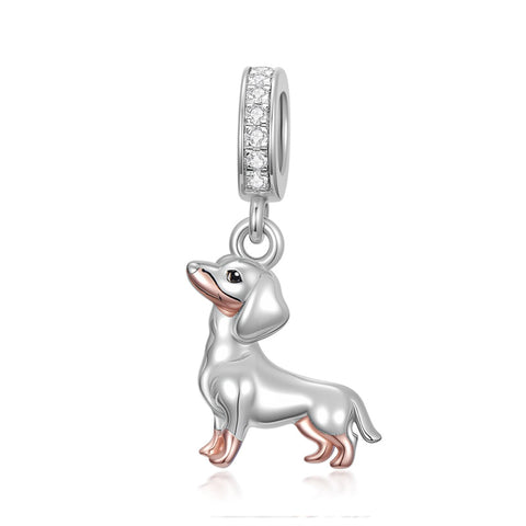 Sterling Silver Cubic Zirconia Yorkshire Boston Terrier Chihuahua Dachshund  Bead Charms