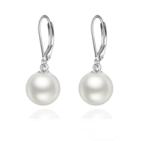 Sterling Silver Pearl Leverback Earrings