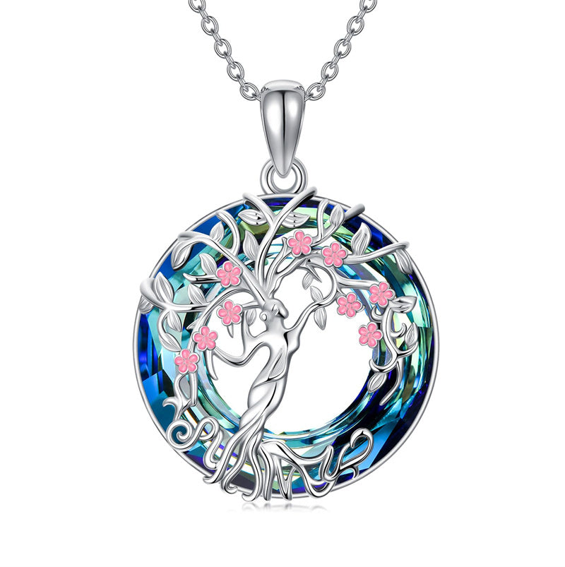 Sterling Silver Crystal Tree of Life Family Pendant Necklace for 1 to 5 Children