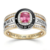 Sterling Silver Personalized Birthstone Class Ring Graduation Gifts for Women