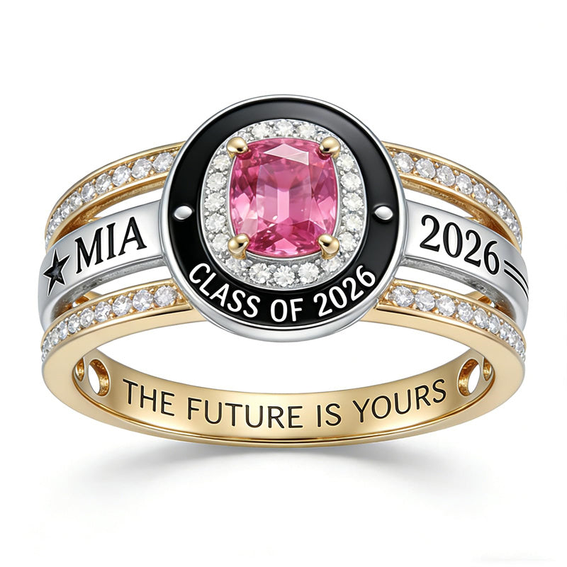 Sterling Silver Personalized Birthstone Class Ring Graduation Gifts for Women