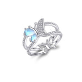 Sterling Silver Moonstone Butterfly Animal Ring