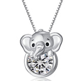 Sterling Silver 12 Month Birthstone Elephant Pendant Necklace