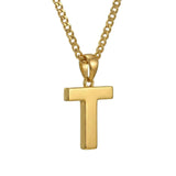 Initial Pendant Necklace 14K Gold Plated with Cuban Chain