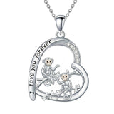 Sterling Silver Mother Daughter Squirrel Monkey Butterfly Bee Owl Necklace Engraved I Love You Forever